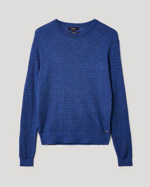 Merino Wool Long Sleeve Crew Knit, Denim, hi-res